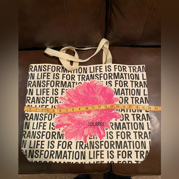 NWOT Lularoe Transformation is for Life extra large canvas tote bag 20”x15”x4” - Picture 3 of 11